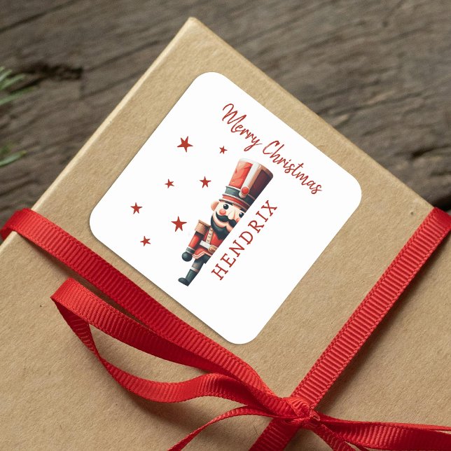 Adesivo Quadrado Crianças Personalizadas Nozes Natal (Criador carregado)