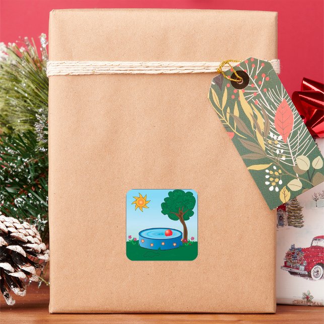 Adesivo Quadrado Crianças Piscinas em uma árvore (Criador carregado)