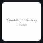 Adesivo Quadrado Criativo Moderno Elegante de Casamento<br><div class="desc">Esse modelo pode ser personalizado para atender a todas as profissões profissionais.</div>