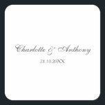 Adesivo Quadrado Criativo Moderno Elegante de Casamento<br><div class="desc">Esse modelo pode ser personalizado para atender a todas as profissões profissionais.</div>