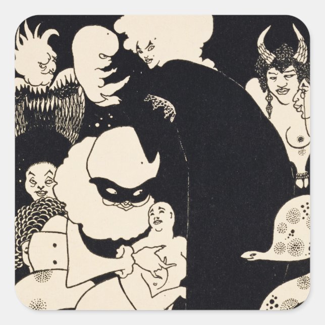 Adesivo Quadrado Criaturas Estranhas de Lucian, ilustração de Luc (Frente)