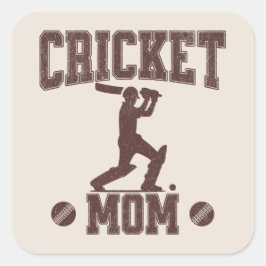 Adesivo Quadrado Cricket Mãe Entusiasta do Esporte Mãe Mãe