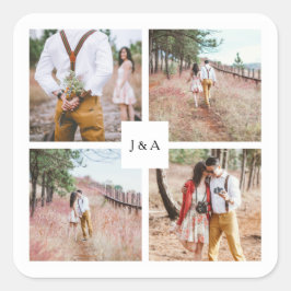 Adesivo Quadrado Crie seu próprio casamento elegante de colagem de