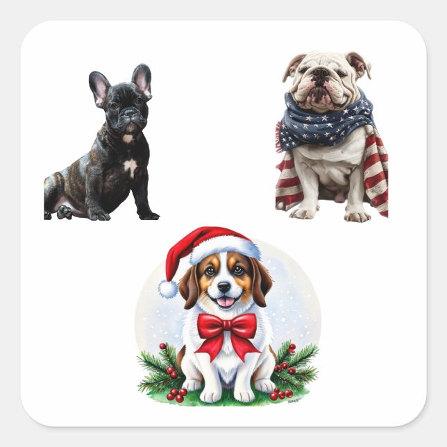 Adesivo Quadrado Crie Seu Próprio Colagem de 3 Fotos Personalizado (Frente)