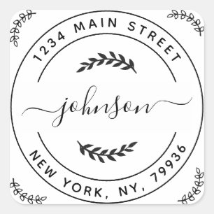 Adesivo Quadrado Crie Seu Próprio Endereço de Devolução Redondo