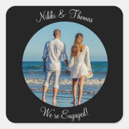 Adesivo Quadrado Crie seu próprio script de nome do Noivado de foto