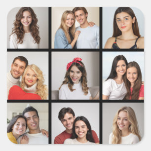 Adesivo Quadrado Crie sua própria colagem de fotos de 9