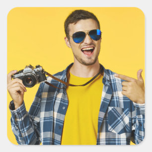 Adesivo Quadrado Crie sua Própria Foto Imagem Personalizada