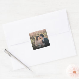 Adesivo Quadrado Crie sua própria foto pessoal Selos de casamento