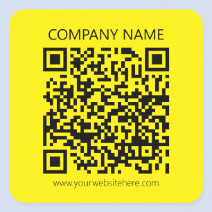 Adesivo Quadrado Crie um Código QR Facilmente Visto Amarelo Preto