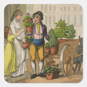 Adesivo Quadrado Cries of London: The Garden Pote Venler, 1799 (col