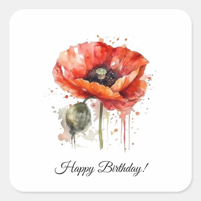 Adesivo Quadrado Crimson Bloom, custom (Frente)