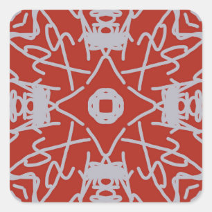 Adesivo Quadrado Crimson Symmetry Abstract Digital Art Pattern