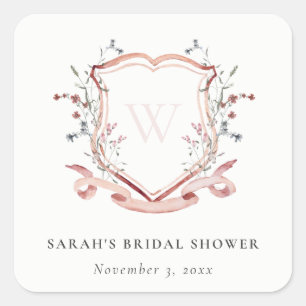 Adesivo Quadrado Crista de Flor de Água Rosa para Chá de Noiva