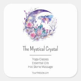 Adesivo Quadrado Cristais de Borboleta Crescente Flores de Lua Espi