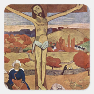 Adesivo Quadrado Cristo Amarelo de Paul Gauguin, Arte Fino Antigo