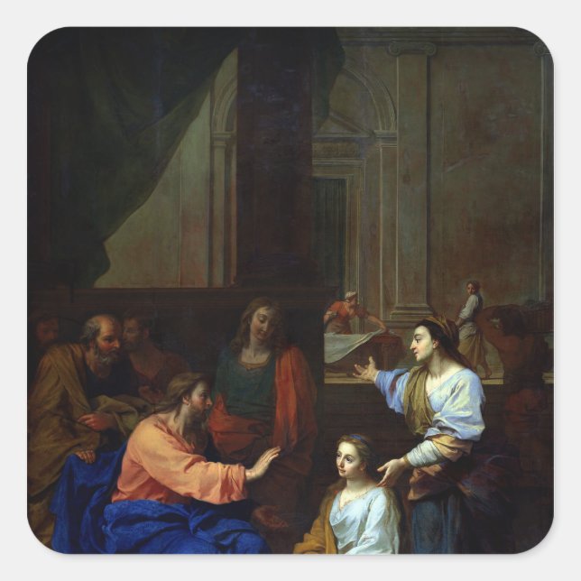 Adesivo Quadrado Cristo com Martha e Mary (Frente)