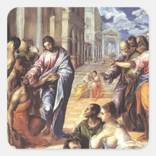 Adesivo Quadrado Cristo do EL Greco- que cura as cortinas