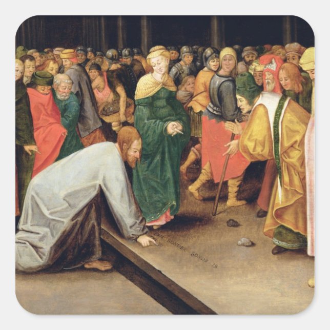 Adesivo Quadrado Cristo e mulheres adultério, 1628 (Frente)