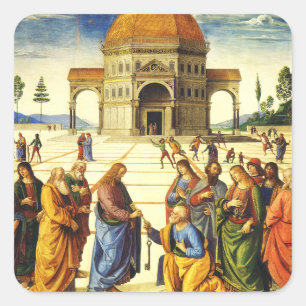 Adesivo Quadrado Cristo Entregando as Chaves a São Pedro
