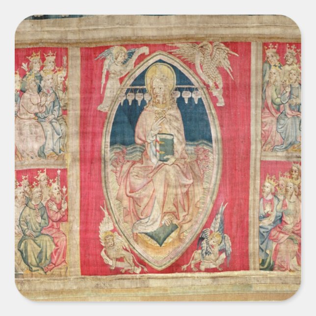 Adesivo Quadrado Cristo entronado com as bestas apocalípticas (Frente)