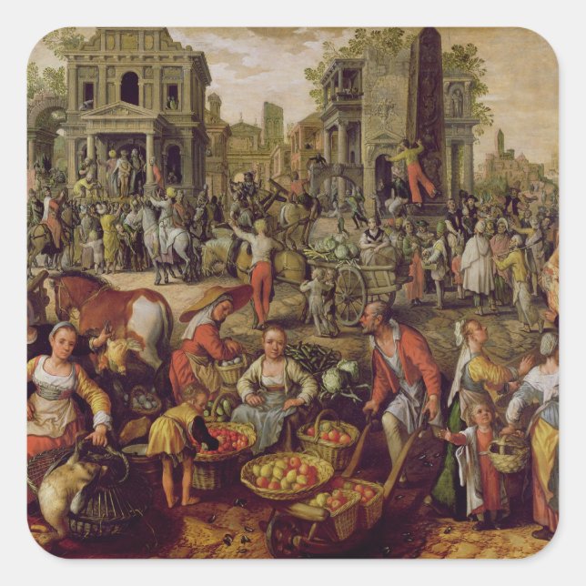 Adesivo Quadrado Cristo exibido no pessoas (Frente)