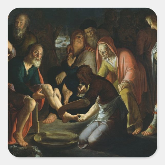 Adesivo Quadrado Cristo Lavando os Pés dos Discípulos, 1623 (Frente)