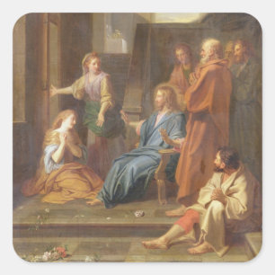 Adesivo Quadrado Cristo na casa de Martha e de Mary