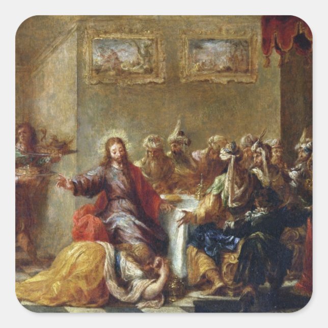 Adesivo Quadrado Cristo na Casa de Simon, o Farisee, 1660 (Frente)