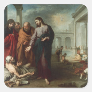Adesivo Quadrado Cristo na piscina de Bethesda, 1667-70 (óleo no C