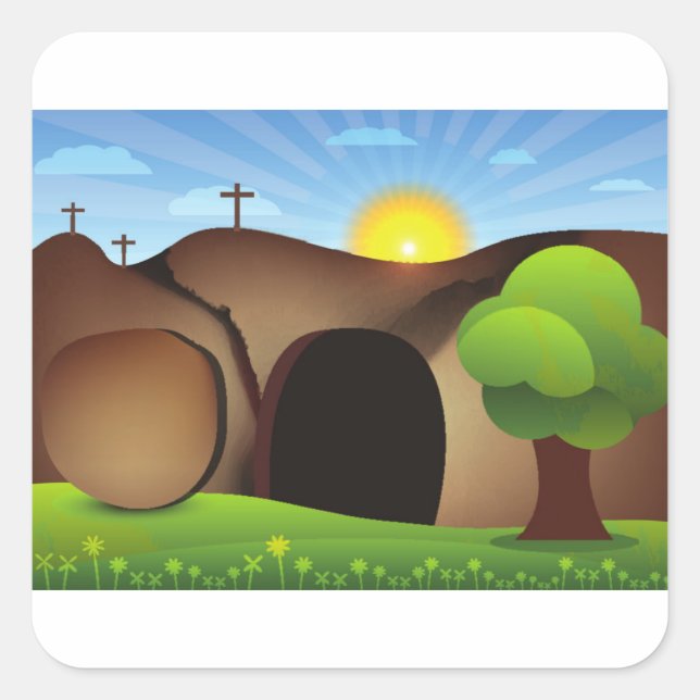 Adesivo Quadrado cristo tomb (Frente)