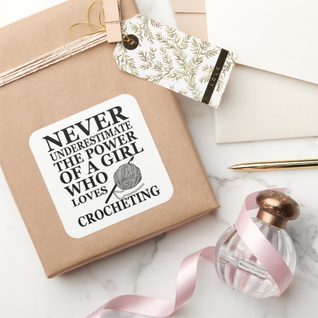Adesivo Quadrado Crochet engraçado cita presente de crochê (Presentear)