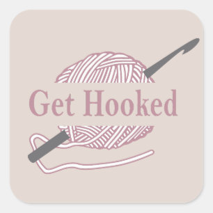 Adesivo Quadrado crocheteiro engraçado com citação de crochê