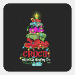 Adesivo Quadrado Crocin Ao Redor Do Presente De Árvore De Natal