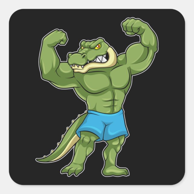 Adesivo Quadrado Crocodilo como Bodybuilder extreme (Frente)