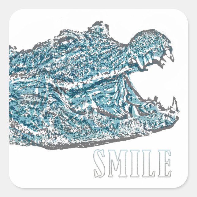 Adesivo Quadrado Crocodilo de Sorriso (Frente)