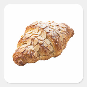 Adesivo Quadrado Croissant Fresco de Amêndoa Pão Francês