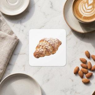 Adesivo Quadrado Croissant Fresco de Amêndoa Pão Francês