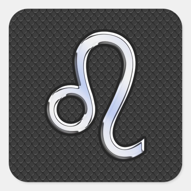 Adesivo Quadrado Cromo como Leo Zodiac Sinal na pele de cobra (Frente)