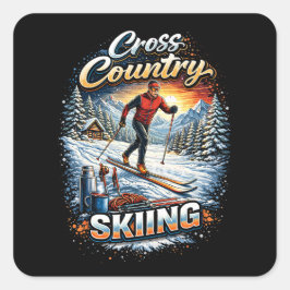 Adesivo Quadrado Cross Country Skiing