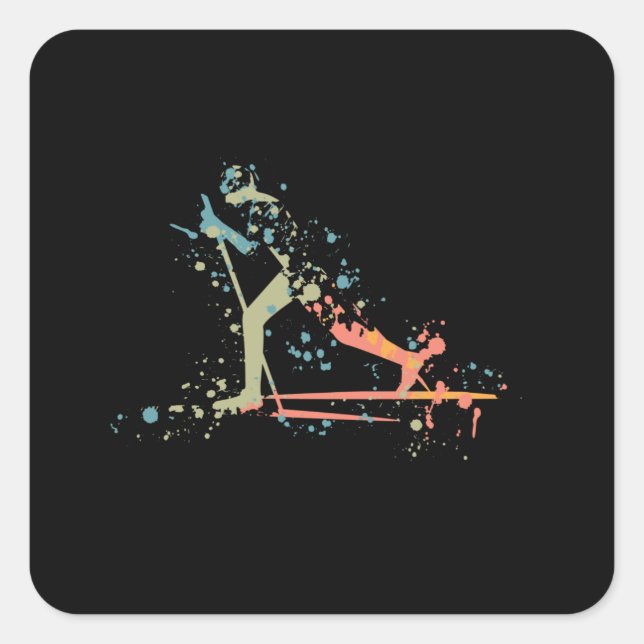 Adesivo Quadrado Cross Country Skiing Splash (Frente)