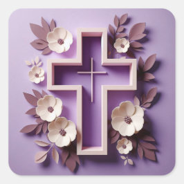 Adesivo Quadrado Cross Sticker - Faith Inspirou Ai Design