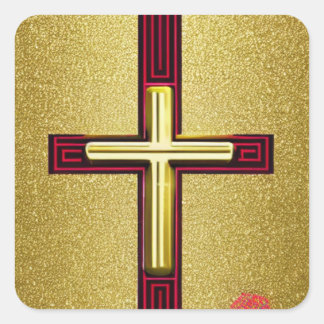 Adesivo Quadrado Cross Sticker Vermelho e Dourado