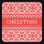Adesivo Quadrado Cross Stitch Christmas ID208<br><div class="desc">Para alguma diversão de férias,  este adesivo tem um padrão de pontos cruzados "Suéter de Natal Feio" que apresenta grandes flocos de neve e o texto "Natal". Procure ID208 para ver outros produtos com este design e mais padrões de pontos cruzados.</div>