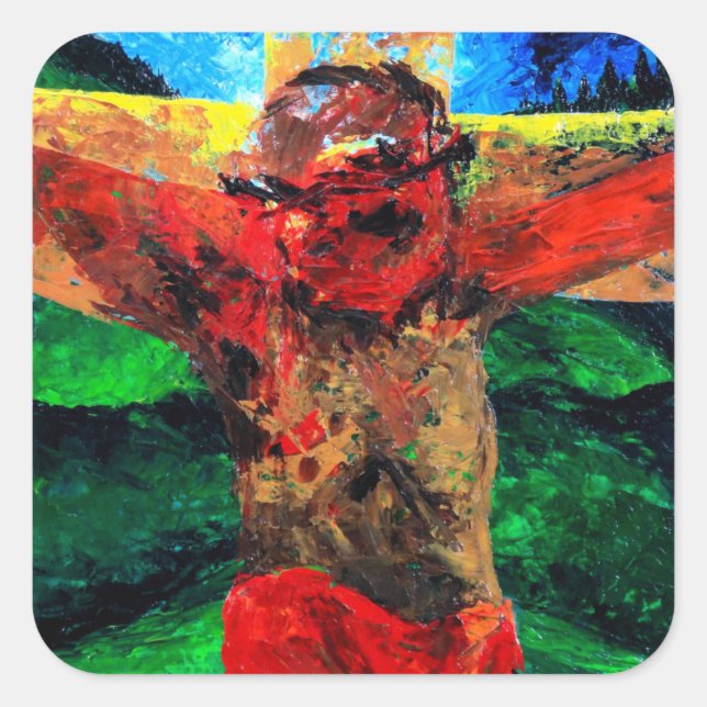 Adesivo Quadrado Crucificação - está concluída em 2009 (Frente)