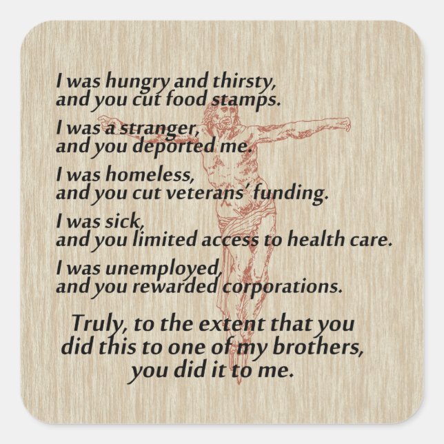 Adesivo Quadrado Crucifixo da Justiça Social (Frente)