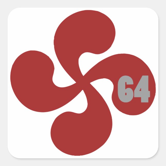 Adesivo Quadrado Cruz basca vermelha 64 Lauburu (Frente)