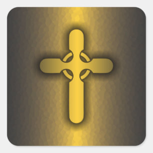 Adesivo Quadrado Cruz celta (ouro)