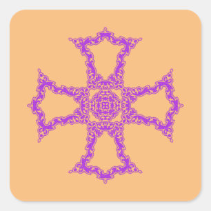 Adesivo Quadrado Cruz Cristã Rosa