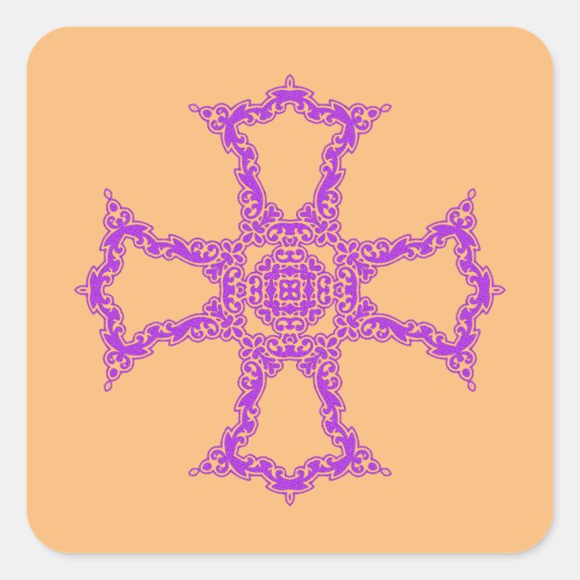 Adesivo Quadrado Cruz Cristã Rosa Arte Moderna e Estética (Frente)